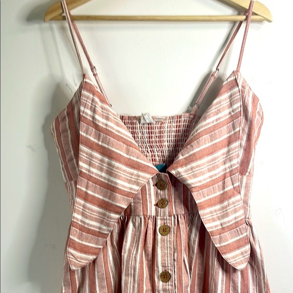 Roxy Pink and White Ruched Mini Sundress - Picture 3 of 10